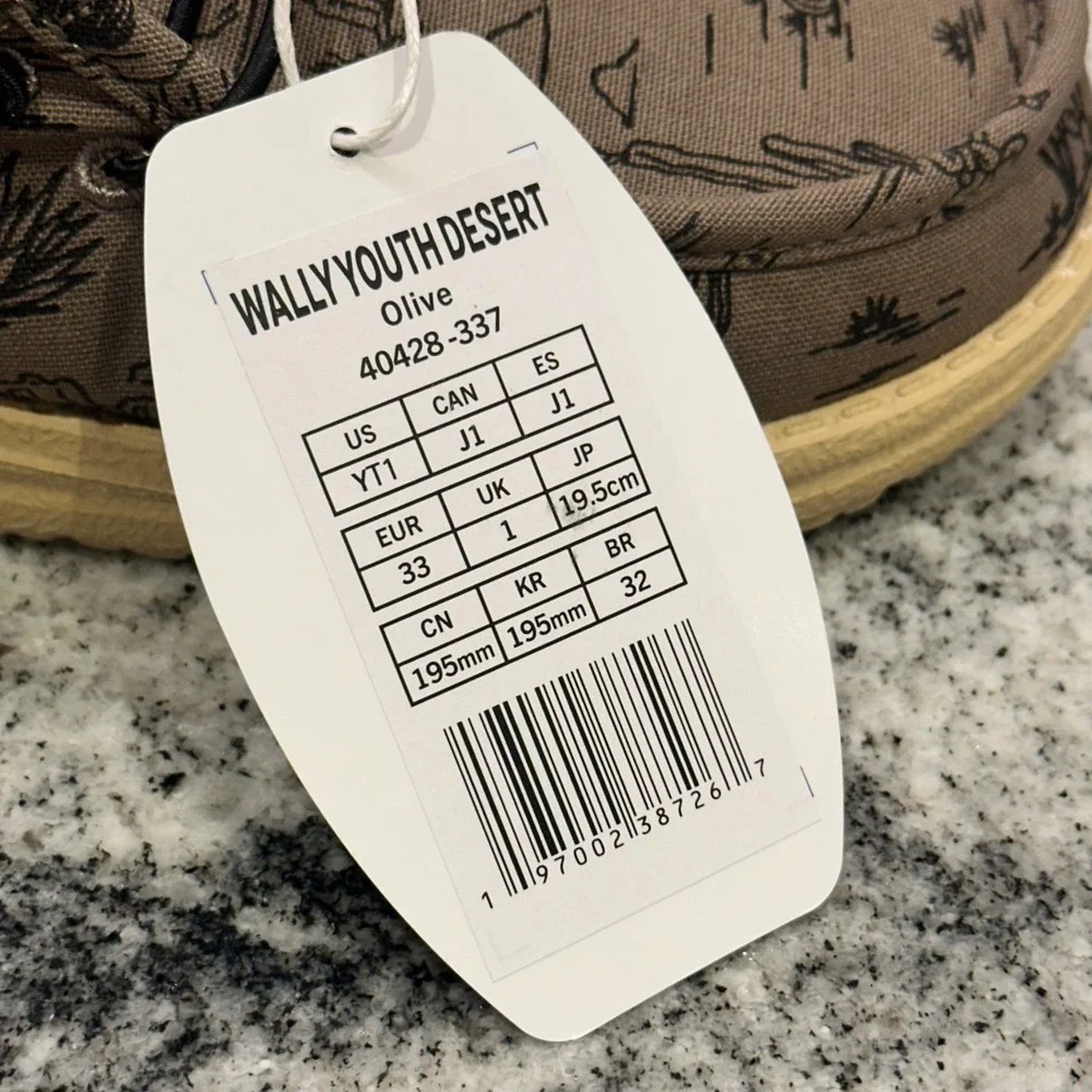 Hey Dude Kids Youth 1 Wally Desert Olive Brown Cactus Limited Edition Western